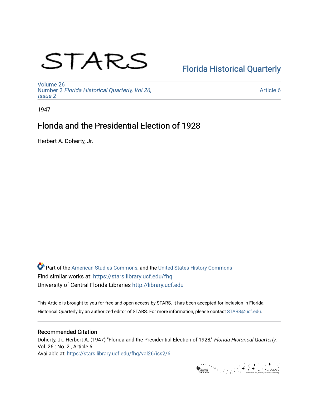 Florida and the Presidential Election of 1928