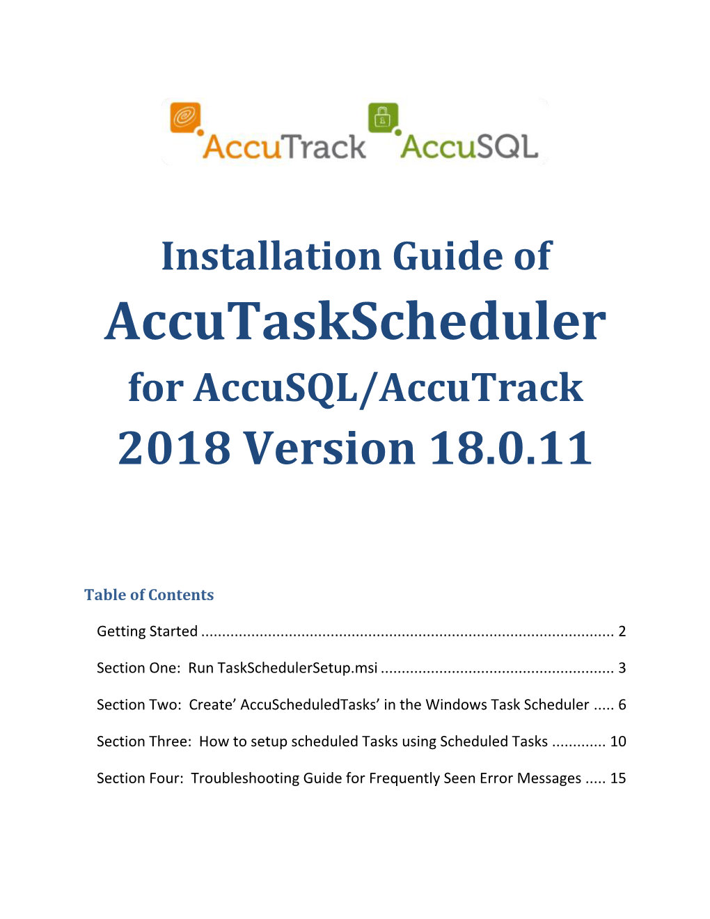 Accutaskscheduler for Accusql/Accutrack 2018 Version 18.0.11