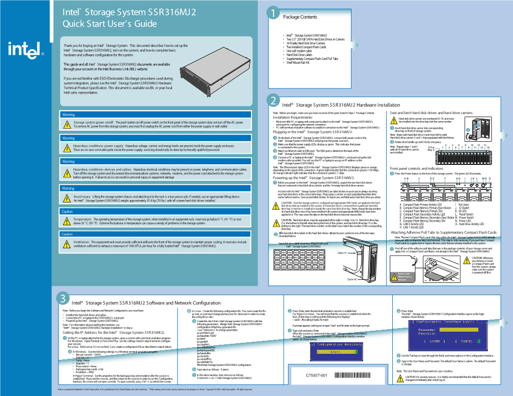 Intel® Storage System SSR316MJ2 Quick Start User's Guide