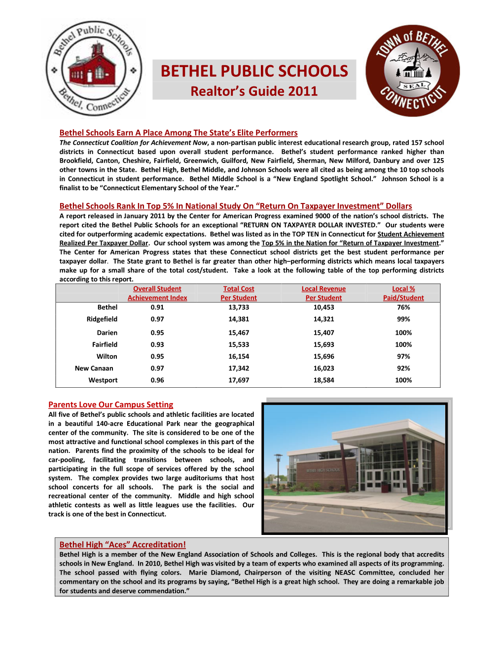 BETHEL PUBLIC SCHOOLS Realtor's Guide 2011