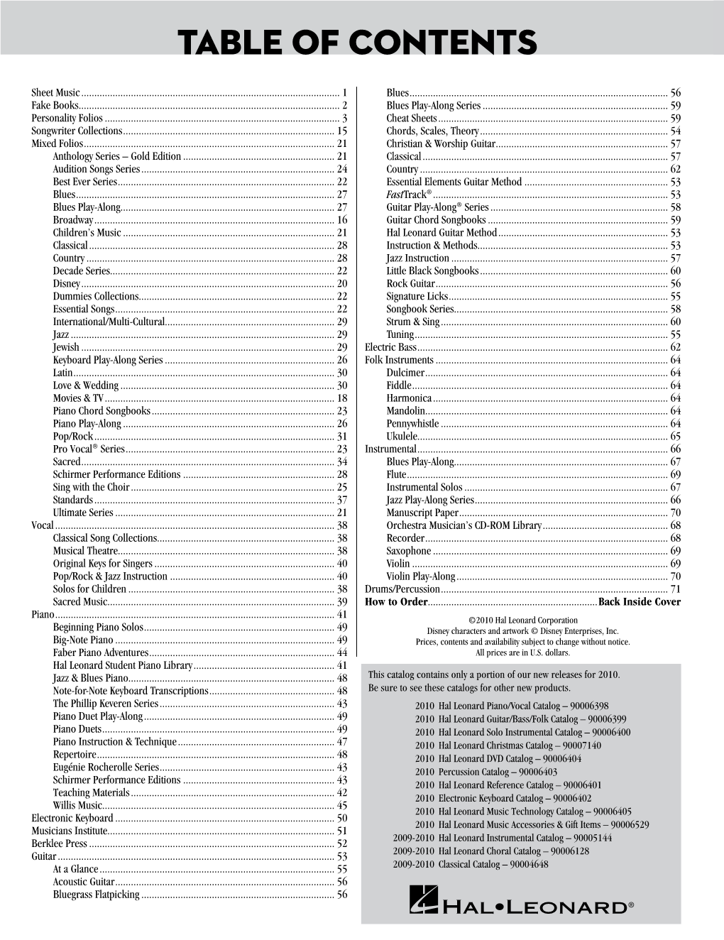 Table of Contents