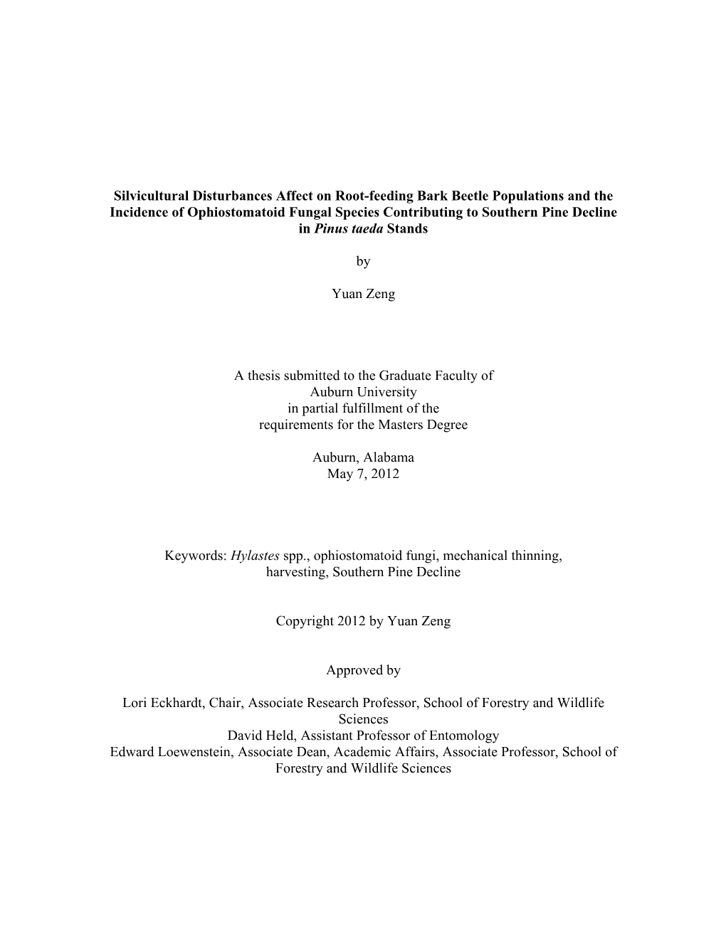 Silvicultural Disturbances Affect on Root-Feeding Bark Beetle