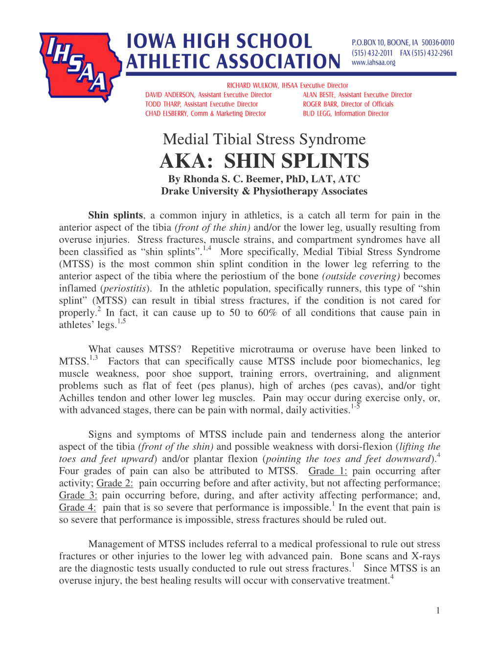 AKA: SHIN SPLINTS by Rhonda S