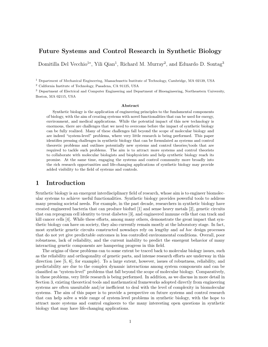 Future Systems and Control Research in Synthetic Biology