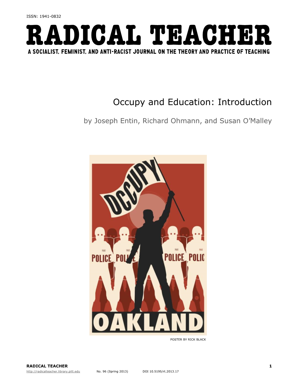 Occupy and Education: Introduction