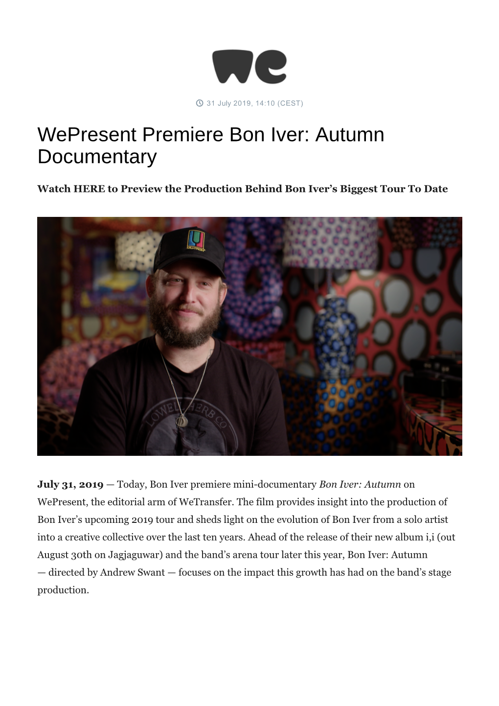 Bon Iver: Autumn Documentary