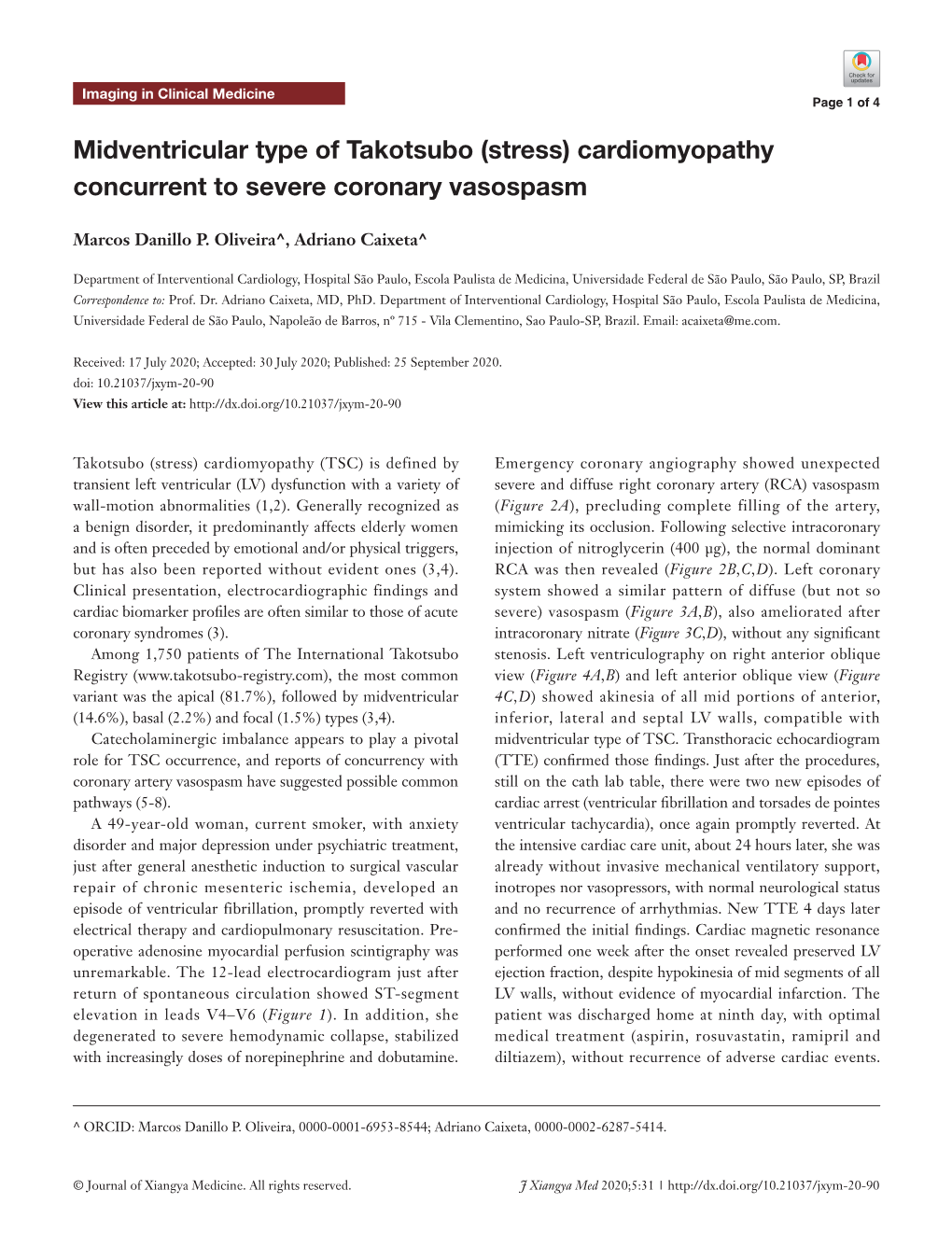 (Stress) Cardiomyopathy Concurrent to Severe Coronary Vasospasm