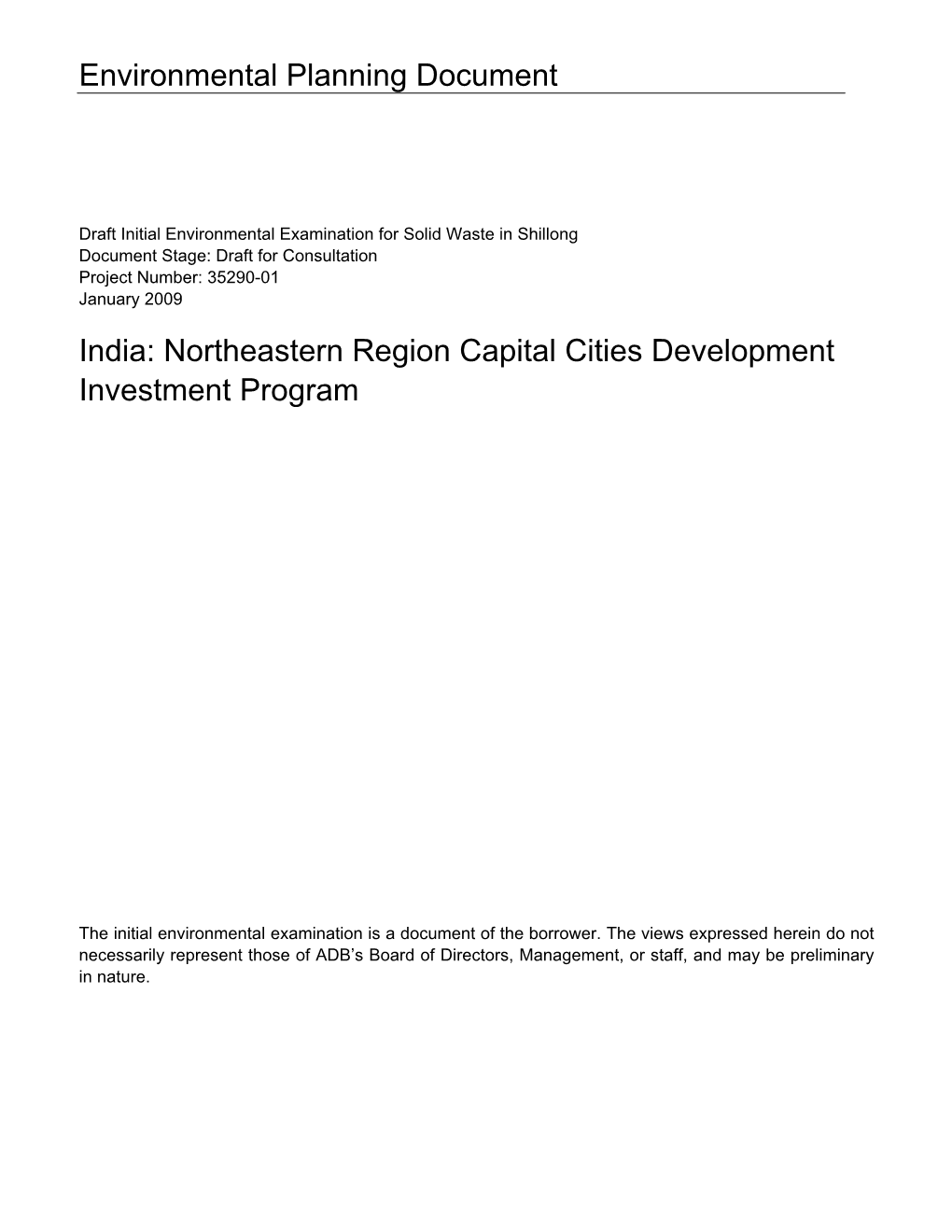 Northeastern Region Capital Cities Development Investment Program