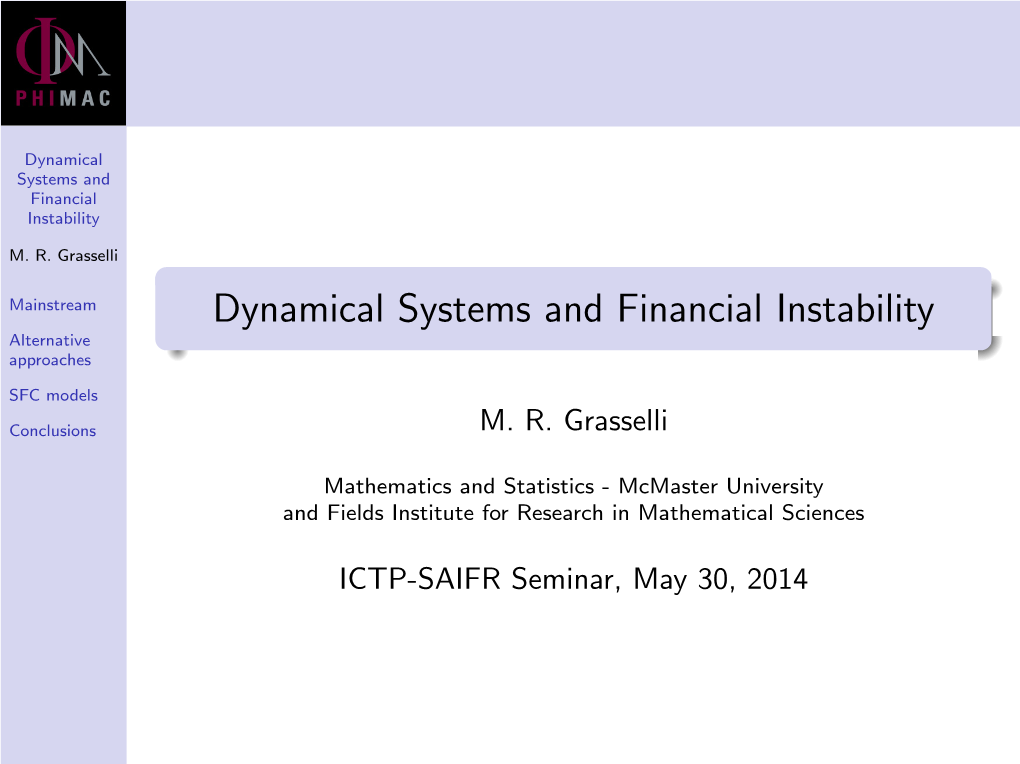 Dynamical Systems and Financial Instability