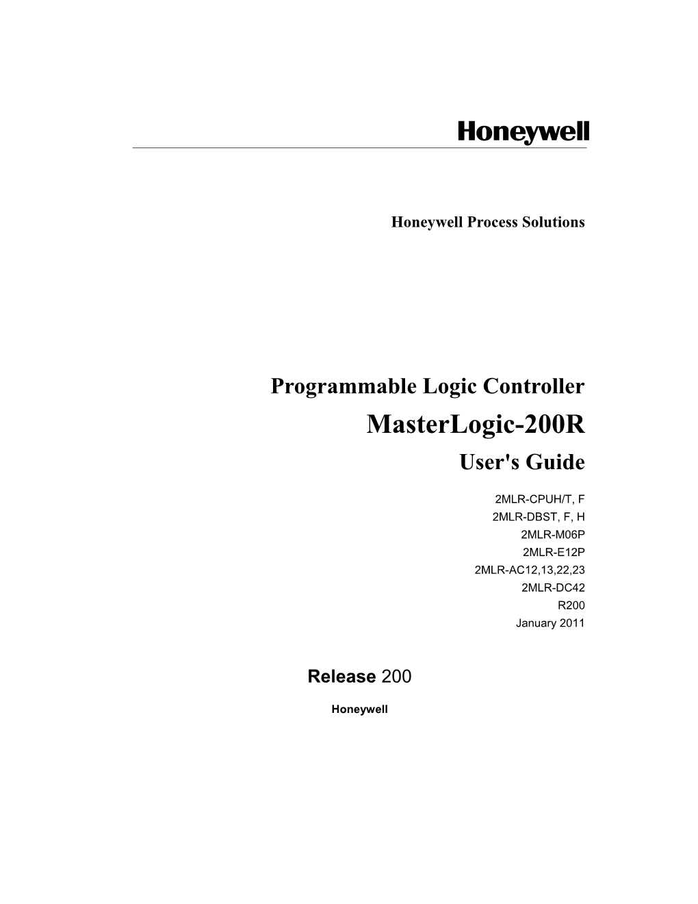 Programmable Logic Controller Masterlogic-200R User's Guide