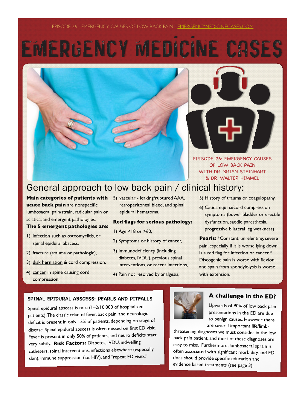 General Approach to Low Back Pain / Clinical History