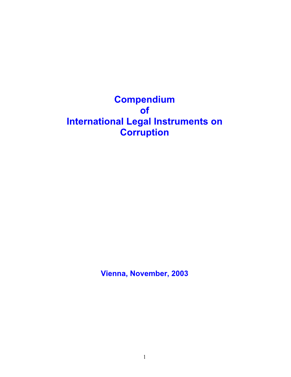 Compendium of International Legal Instruments on Corruption