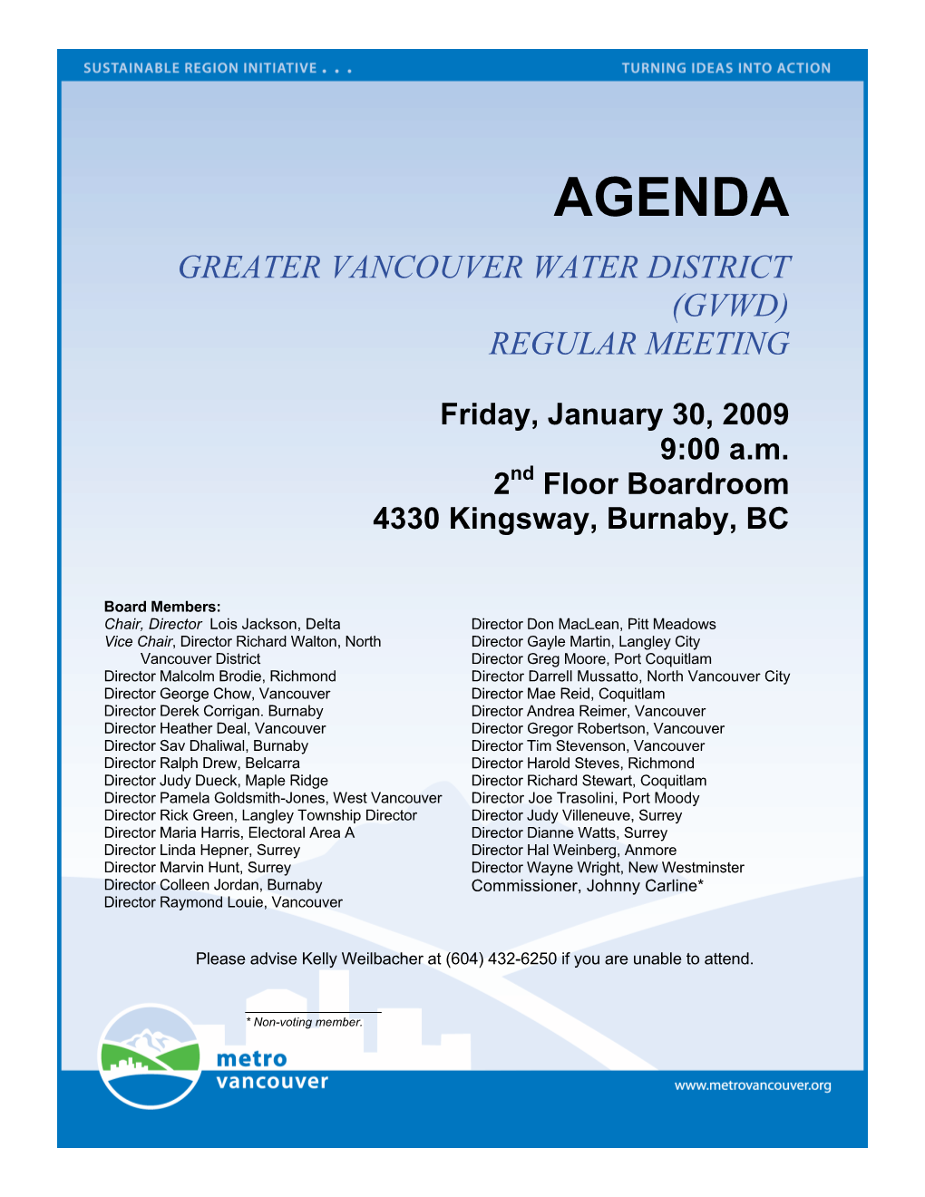 GVWD Board Meeting Agenda
