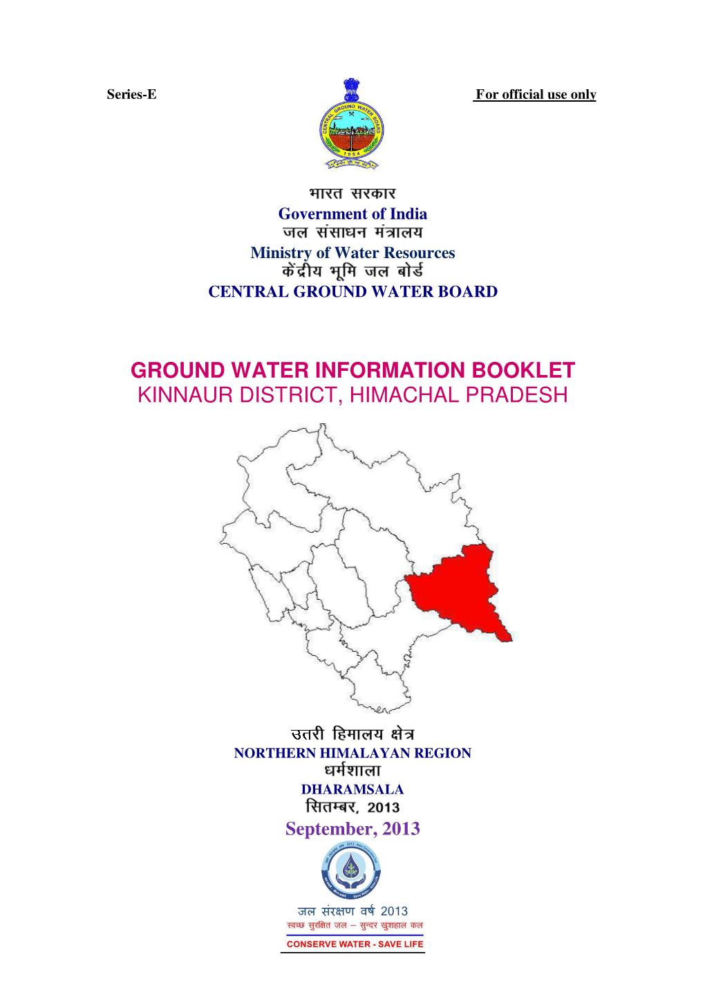 Ground Water Information Booklet Kinnaur District, Himachal Pradesh