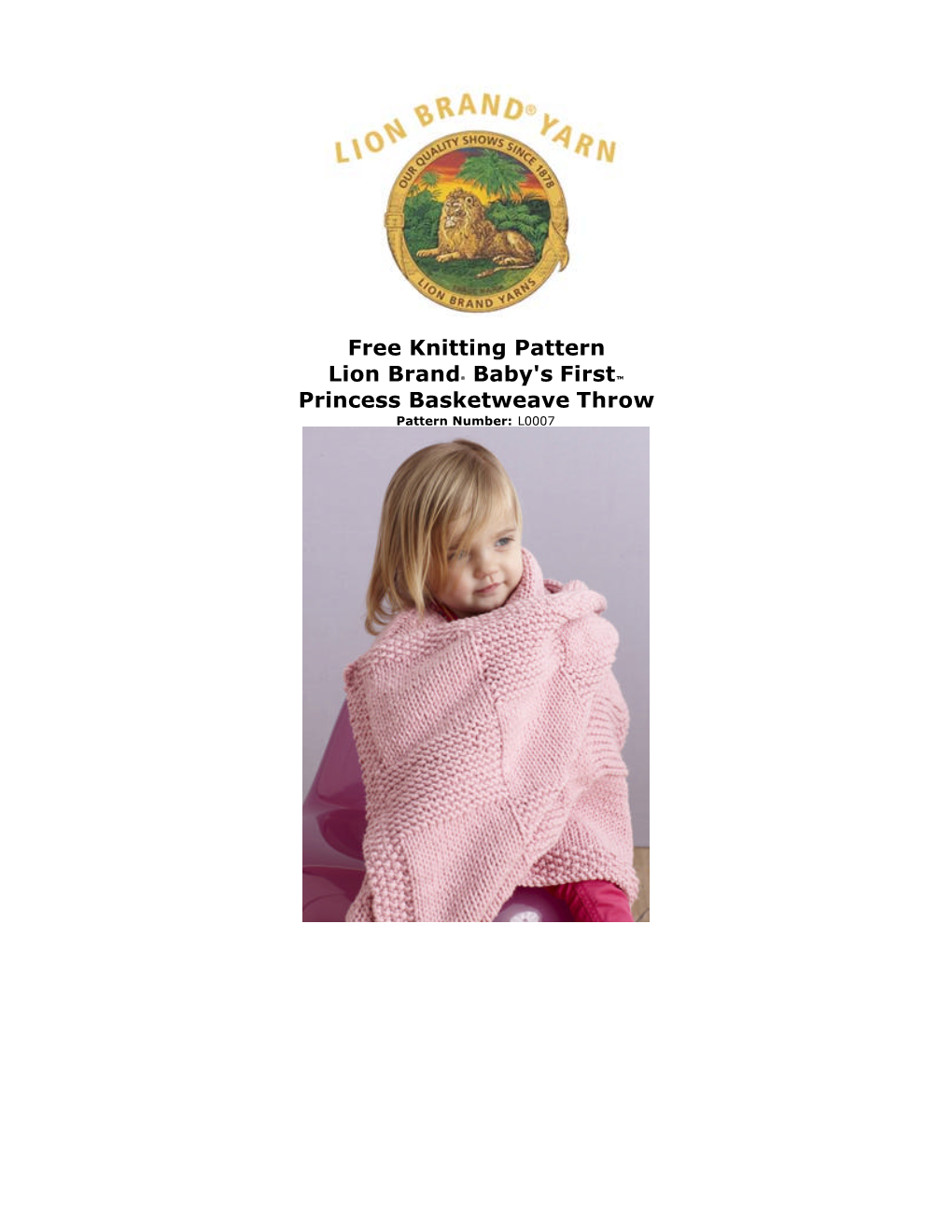 Free Knitting Pattern Lion Brand® Baby's Firsttm Princess