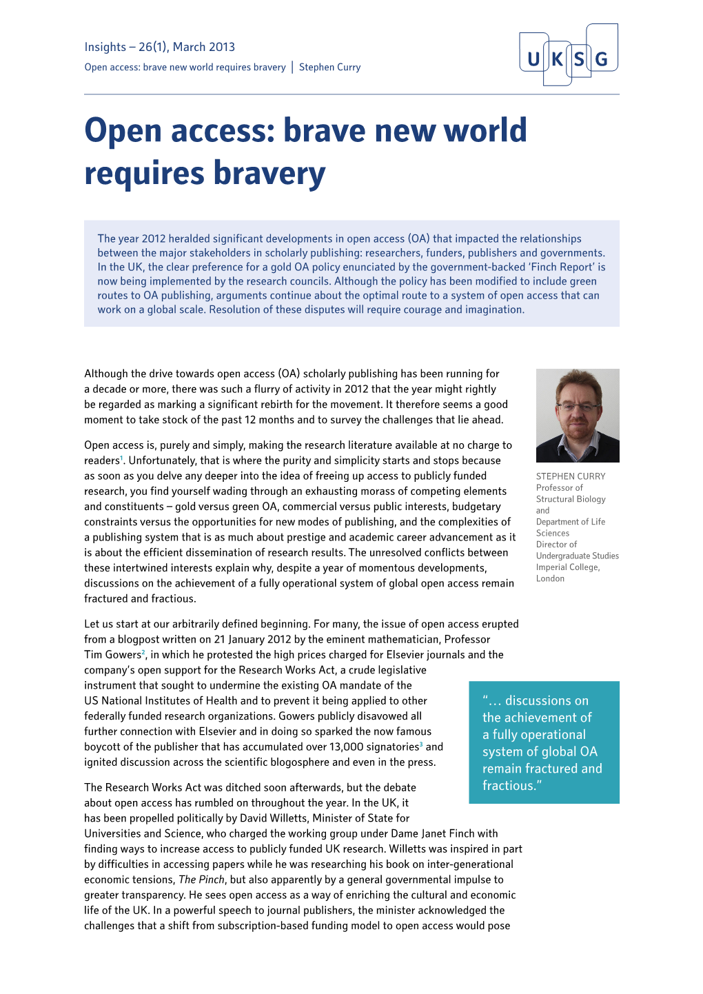 Brave New World Requires Bravery | Stephen Curry