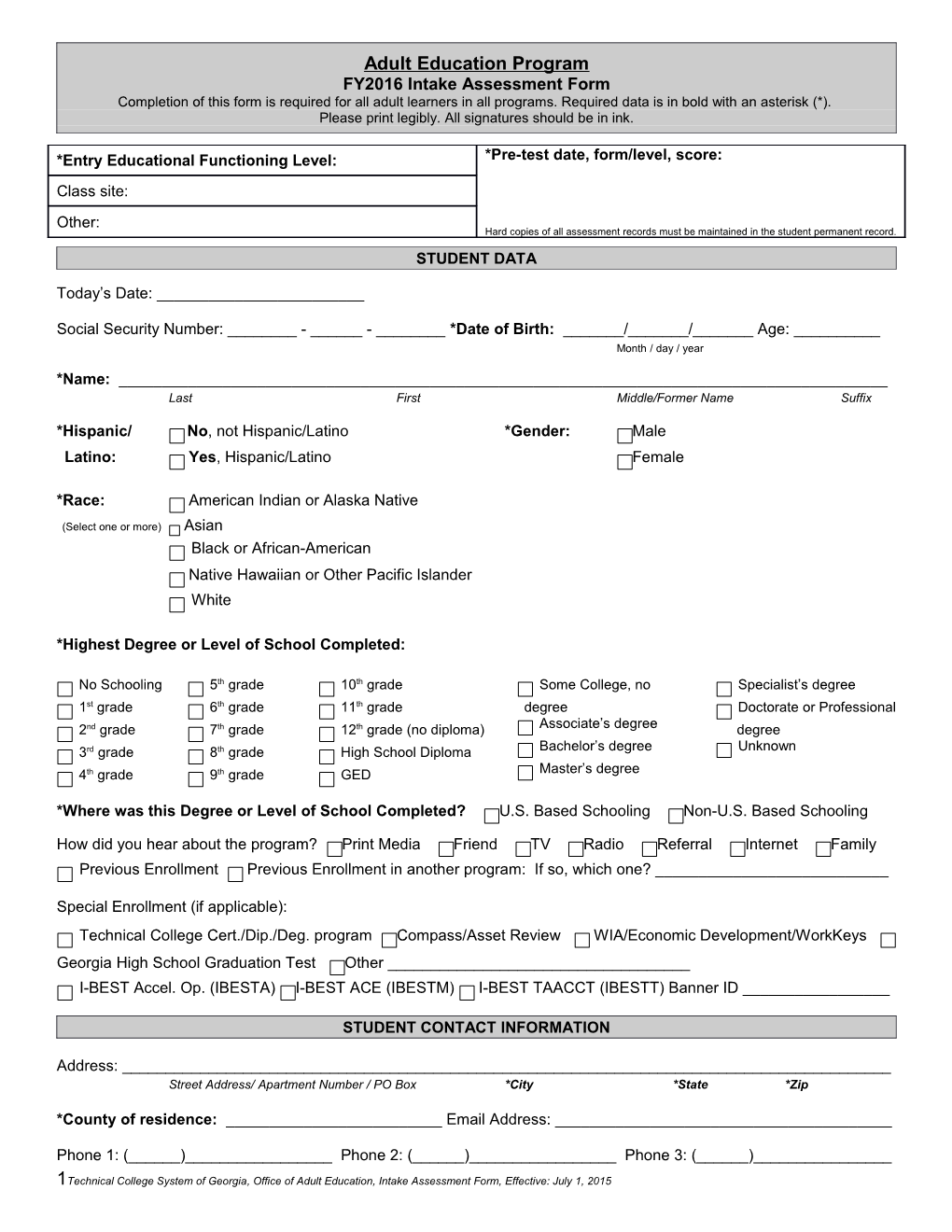 Intake Assessment Form s1