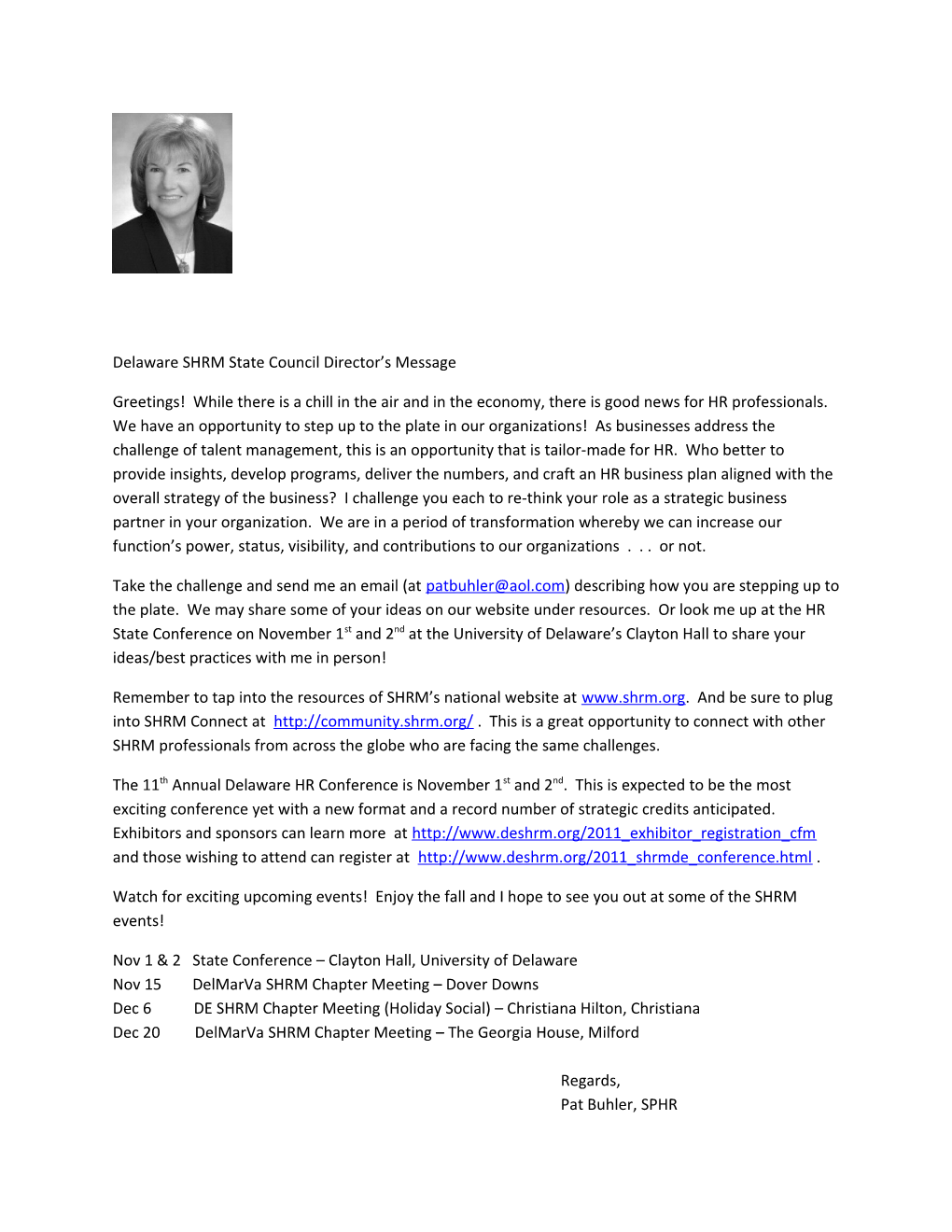 Delaware SHRM State Council Director S Message