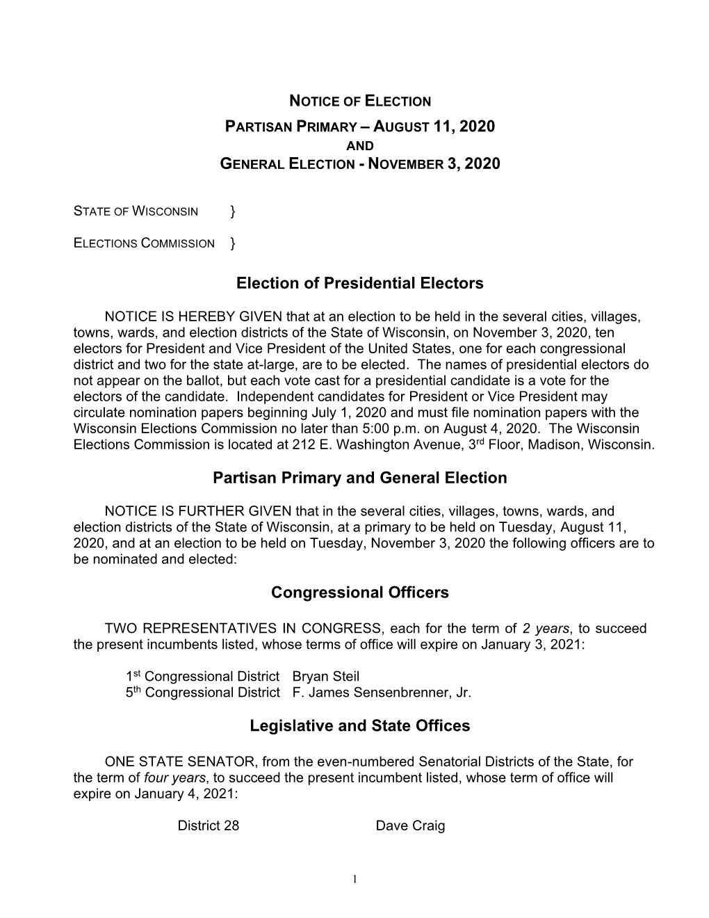 Offices to Be Elected at 1999 Spring Election