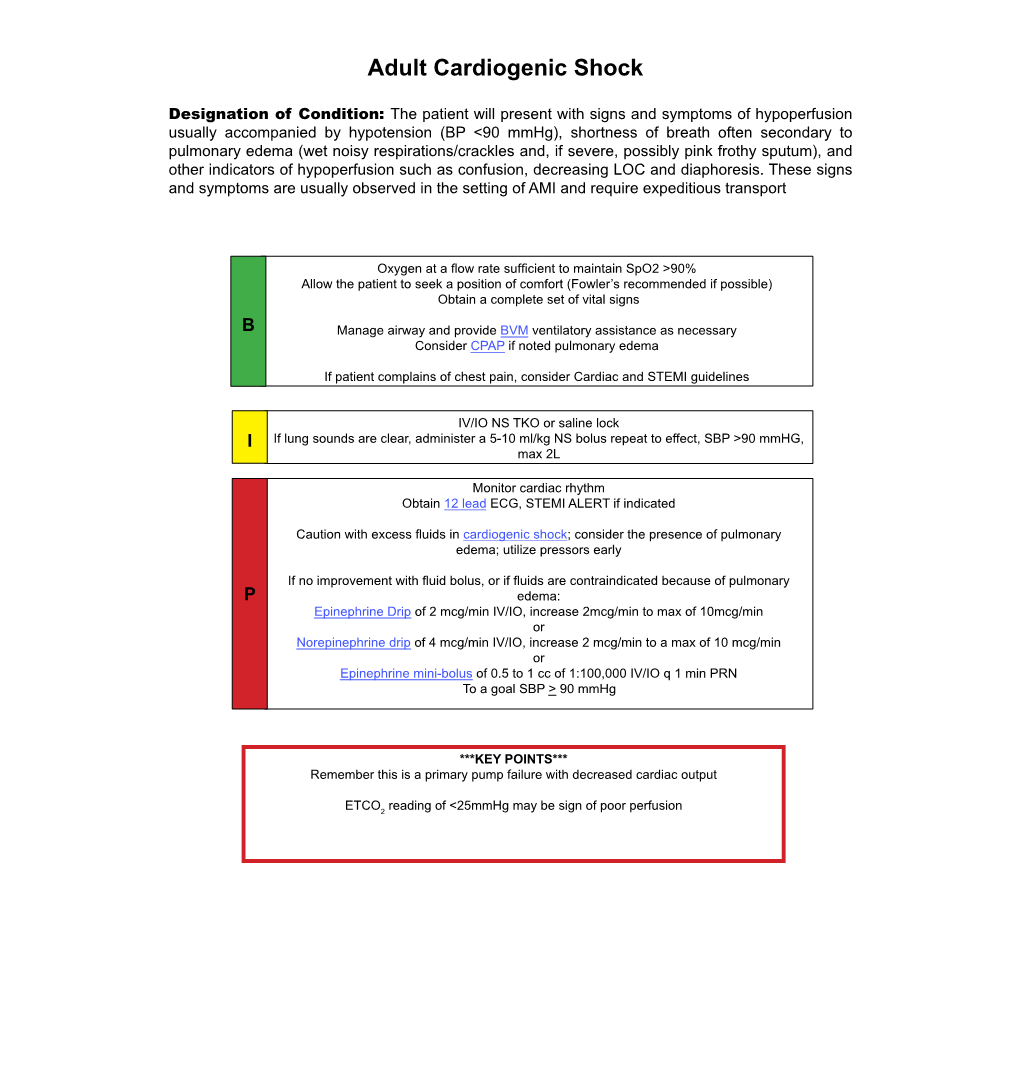 Adult Cardiogenic Shock