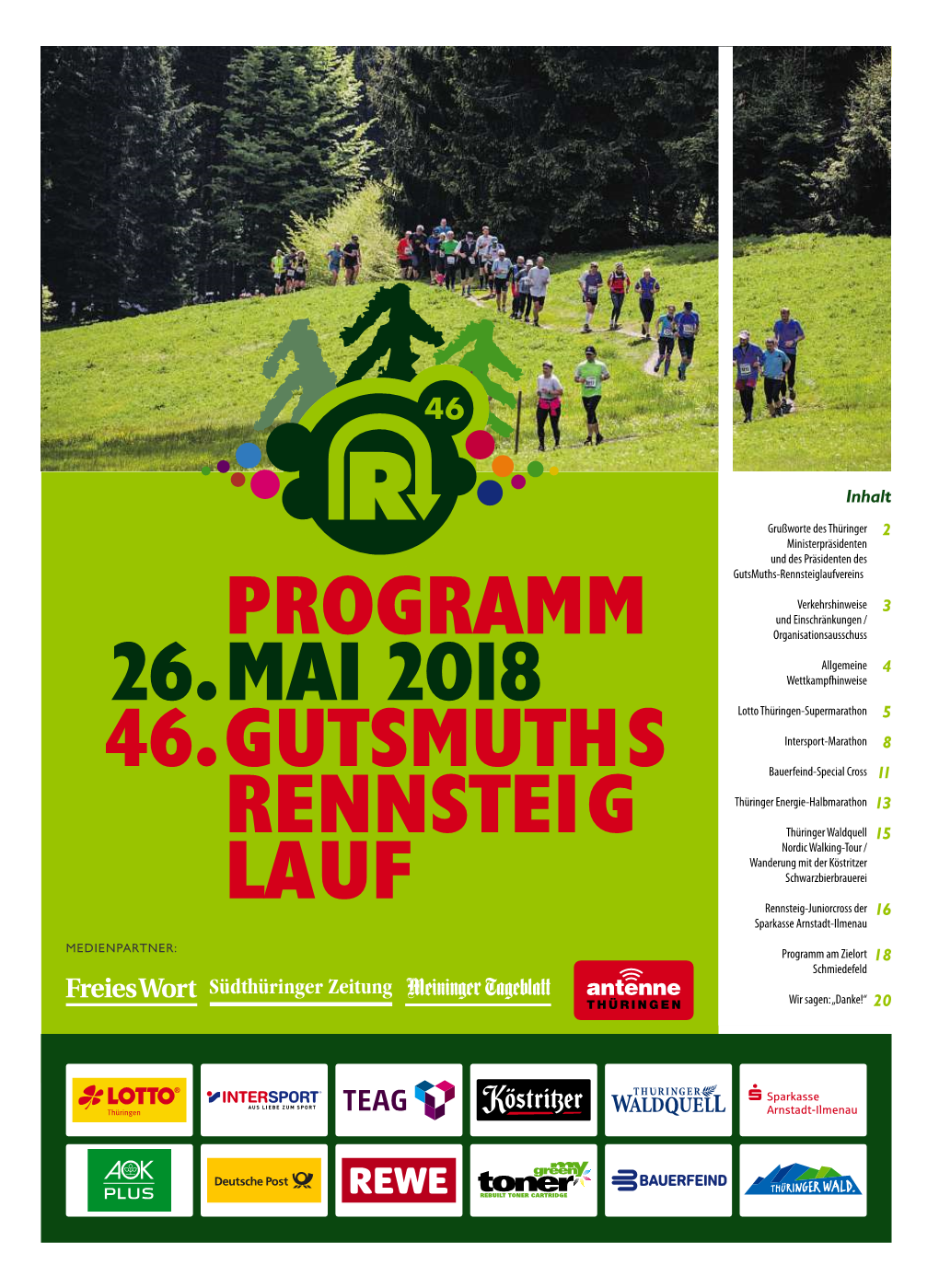 Rennsteig 46.Gutsmuths 26.Mai 2018 Programm Lauf