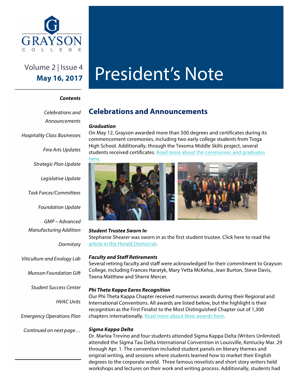 President's Note