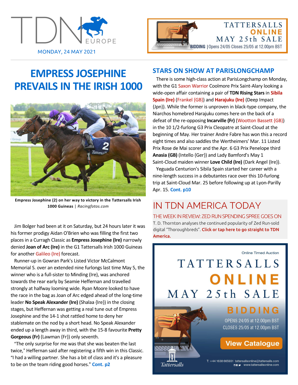 Empress Josephine Prevails in the Irish 1000