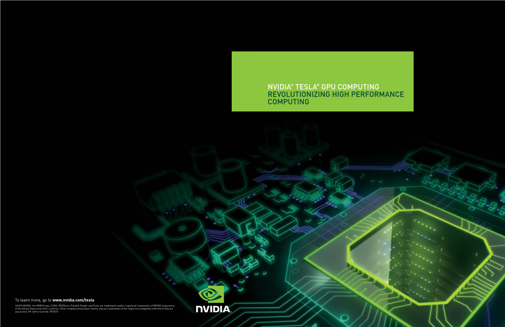Nvidia® Tesla® Gpu Computing Revolutionizing High Performance Computing