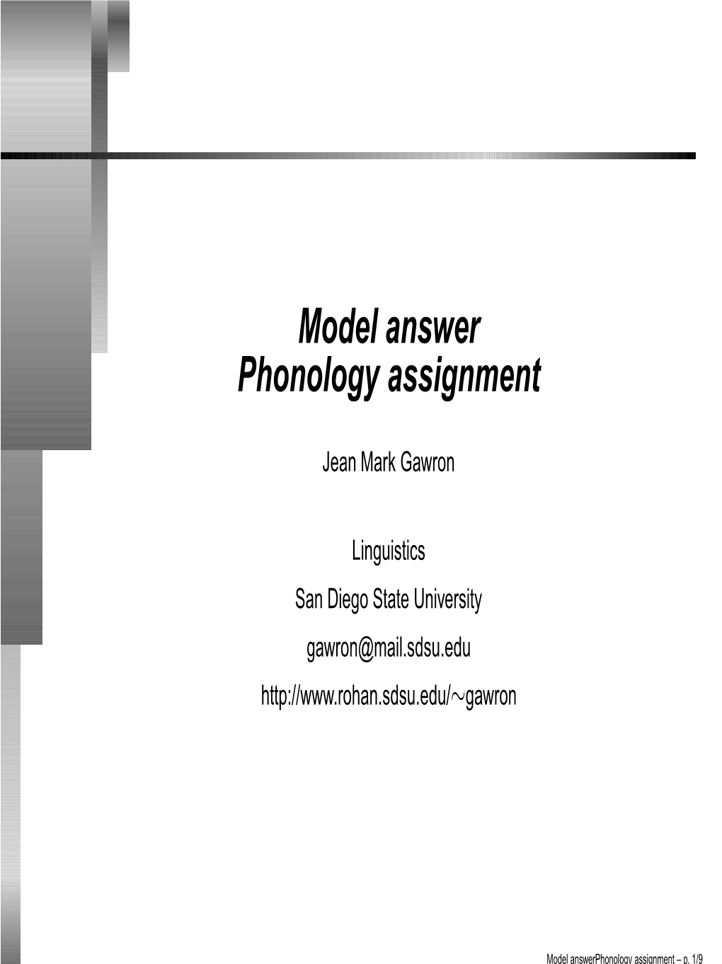 Model Answer Phonology Assignment