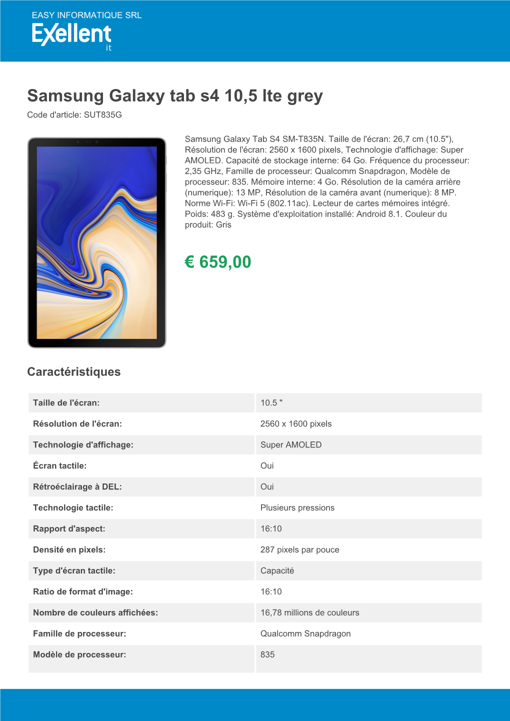 Samsung Galaxy Tab S4 10,5 Lte Grey | PDF Download