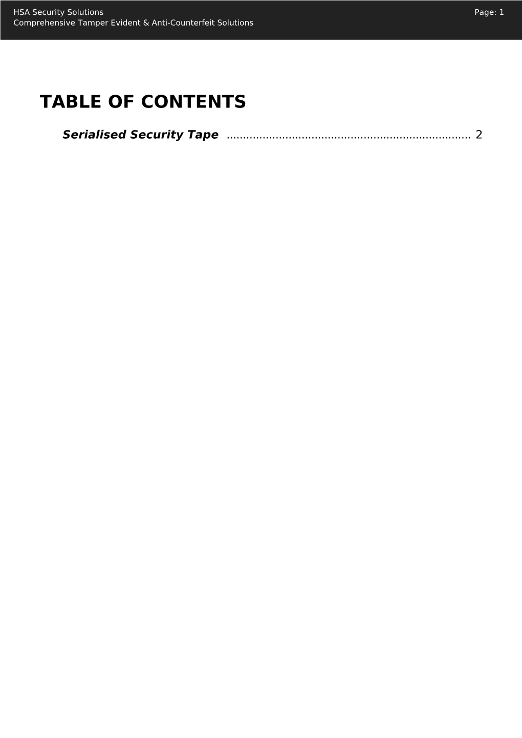 Serialised-Security-Tape Catalog
