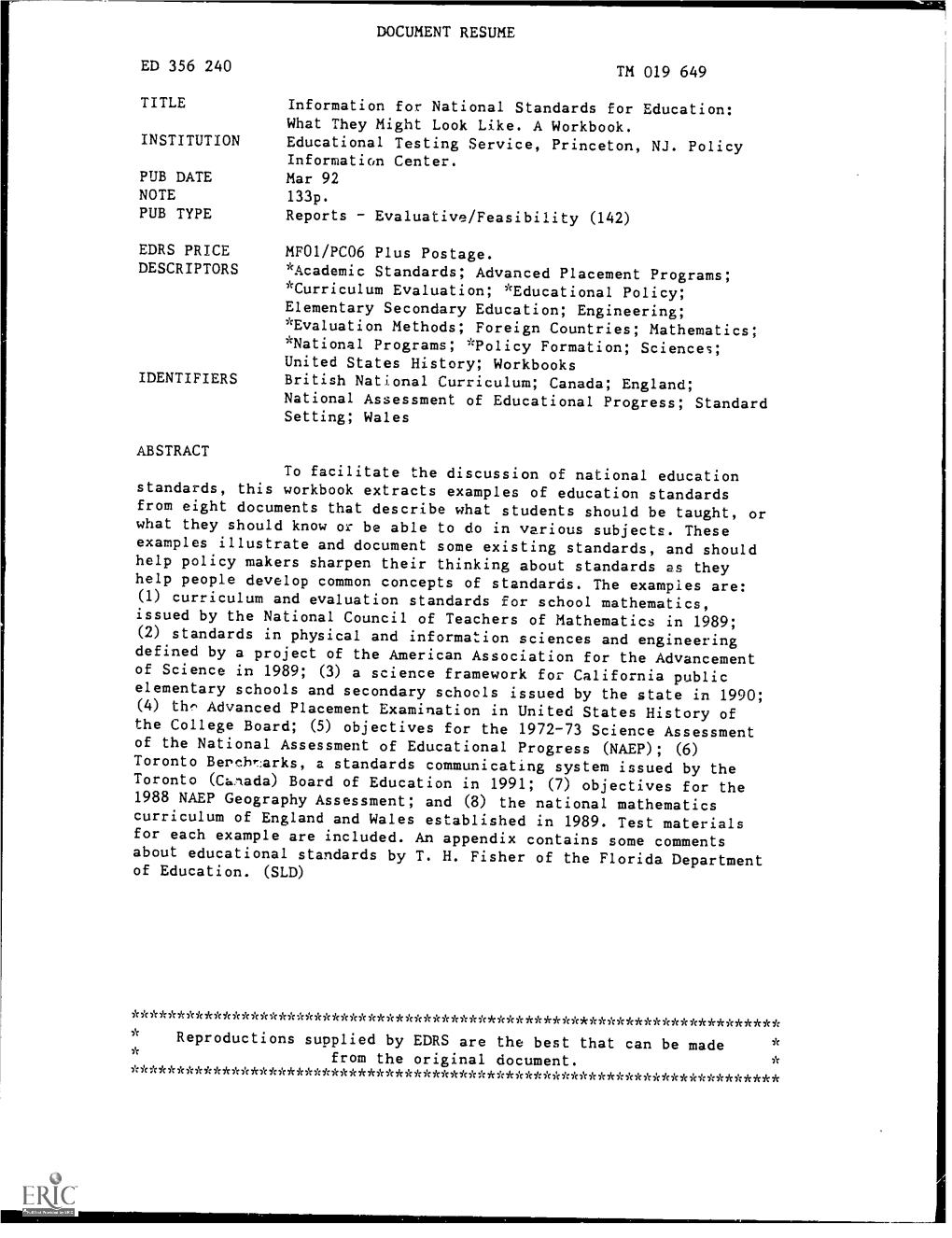 Document Resume Ed 356 240 Tm 019 649 Title