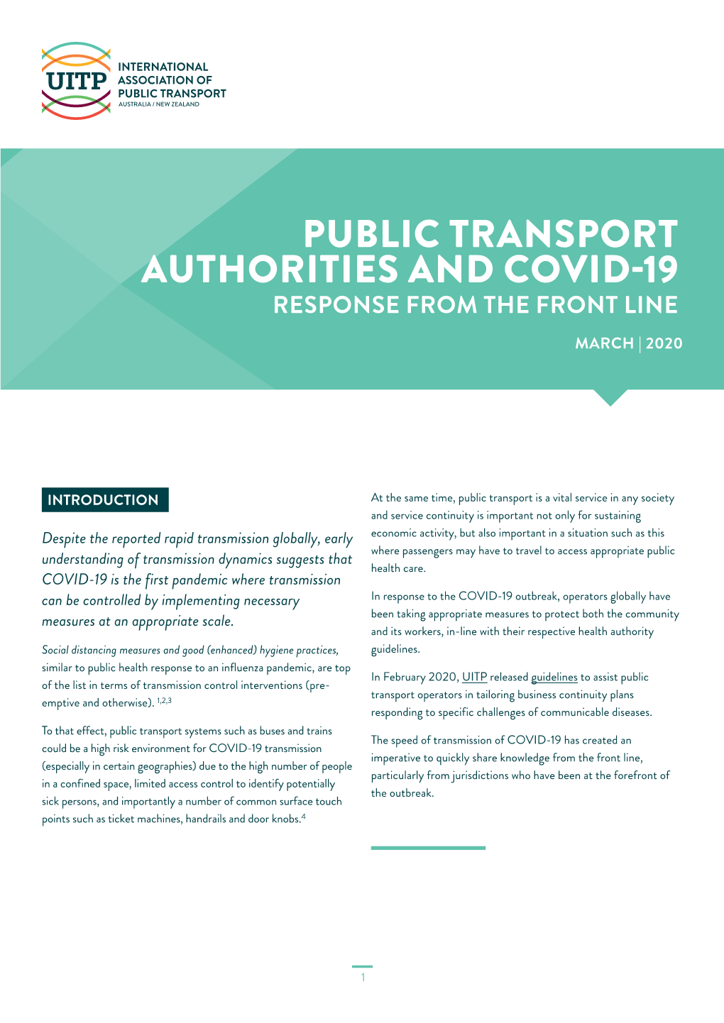 Public Transport Authorities and Covid-19 Response from the Front Line