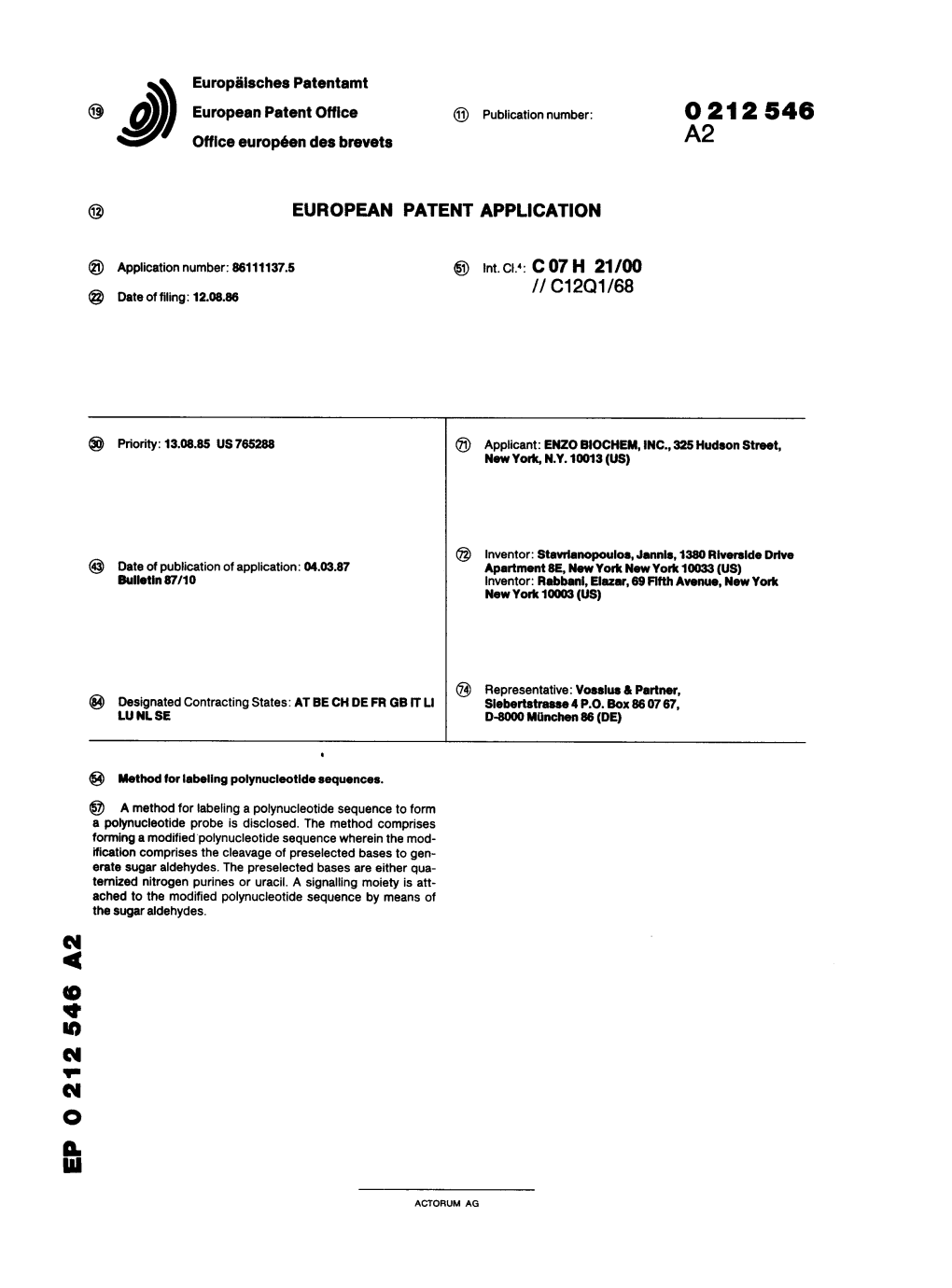 Method for Labeling Polynucleotide Sequences