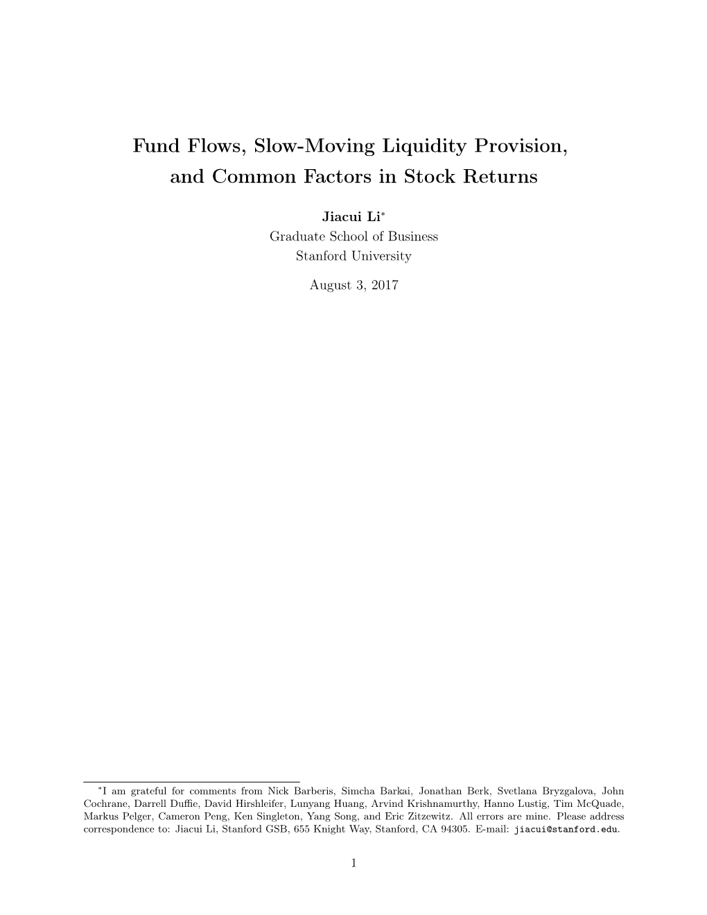 Fund Flows, Slow-Moving Liquidity Provision, and Common Factors in Stock Returns