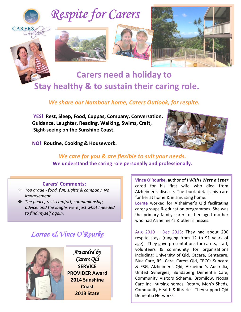 Carers Outlook, for Respite