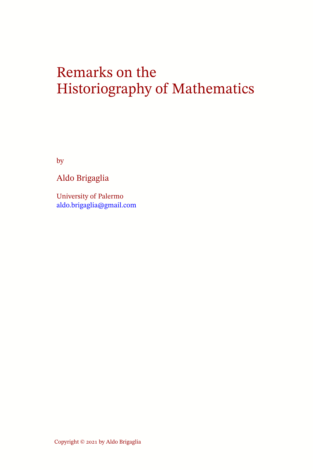 Remarks on the Historiography of Mathematics