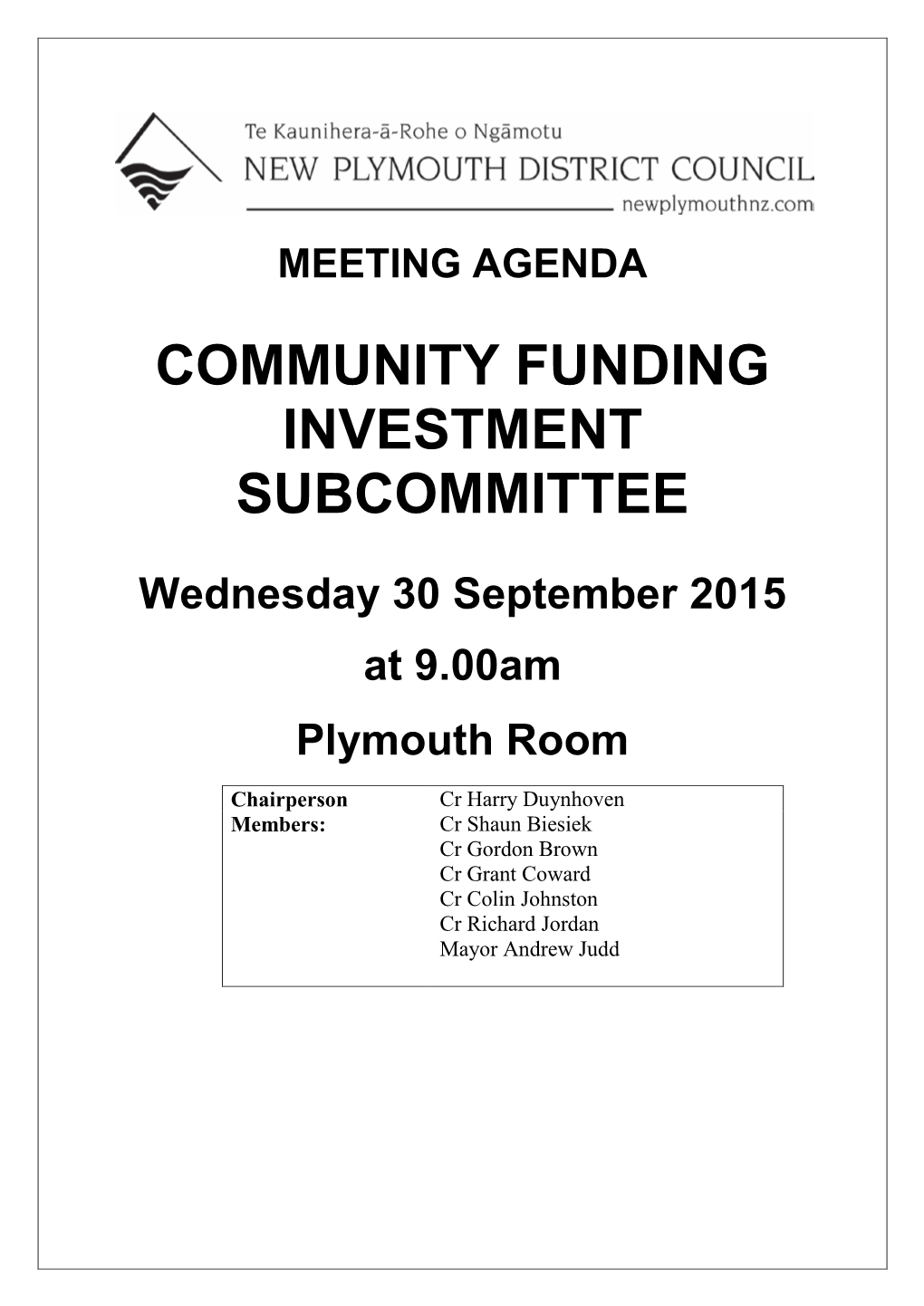 Community Funding Investment Subcommittee