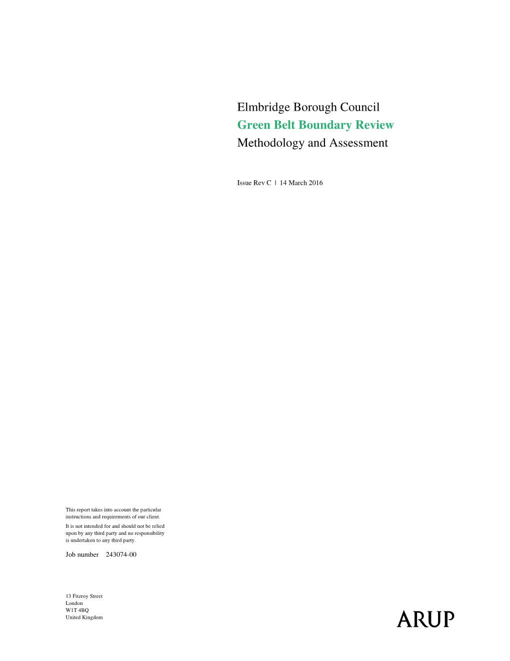 Green Belt Boundary Review Methodology and Assessment