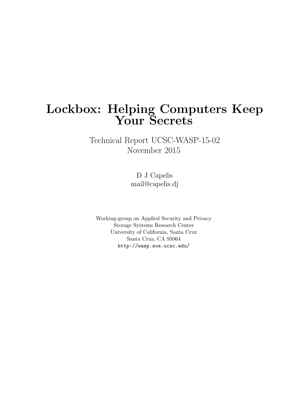 Lockbox: Helping Computers Keep Your Secrets