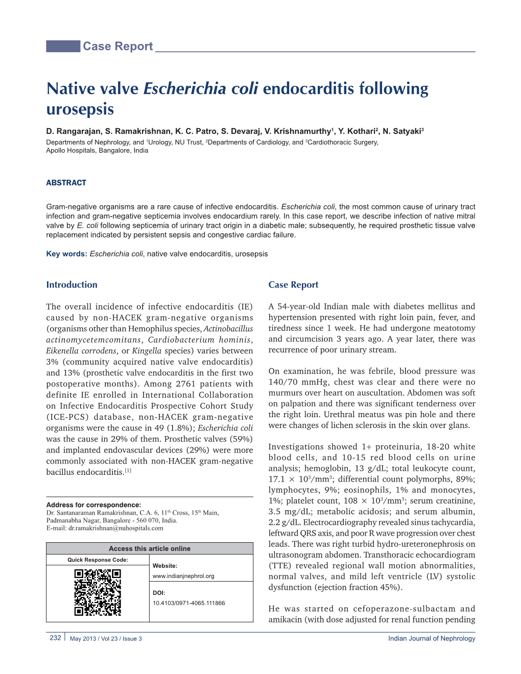 Native Valve Escherichia Coli Endocarditis Following Urosepsis