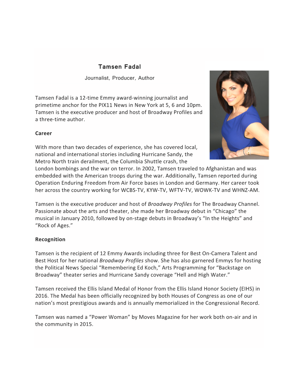 Tamsen Fadal Journalist, Producer, Author