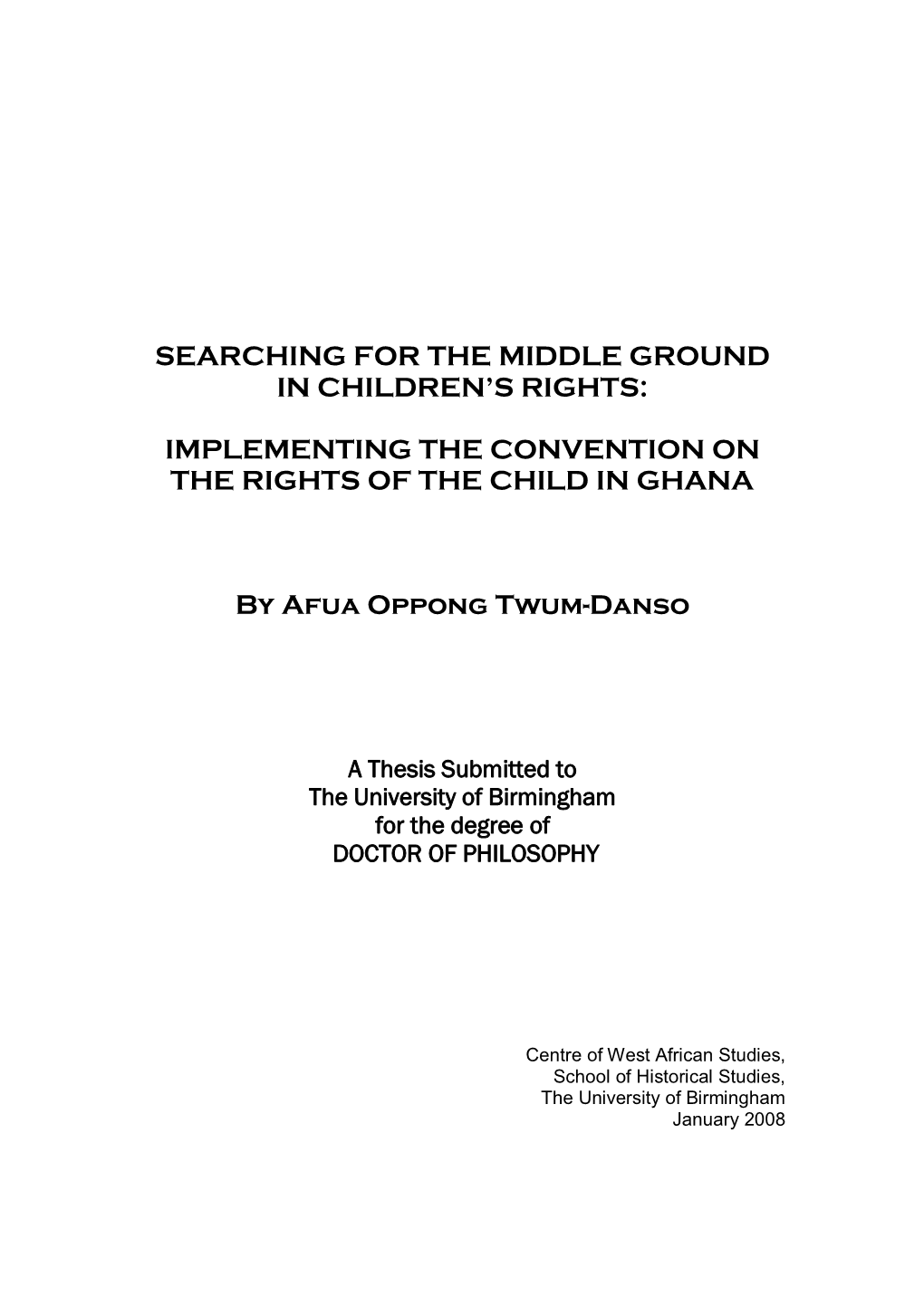 The Implementation of the Convention on the Rights of the Child in Ghana