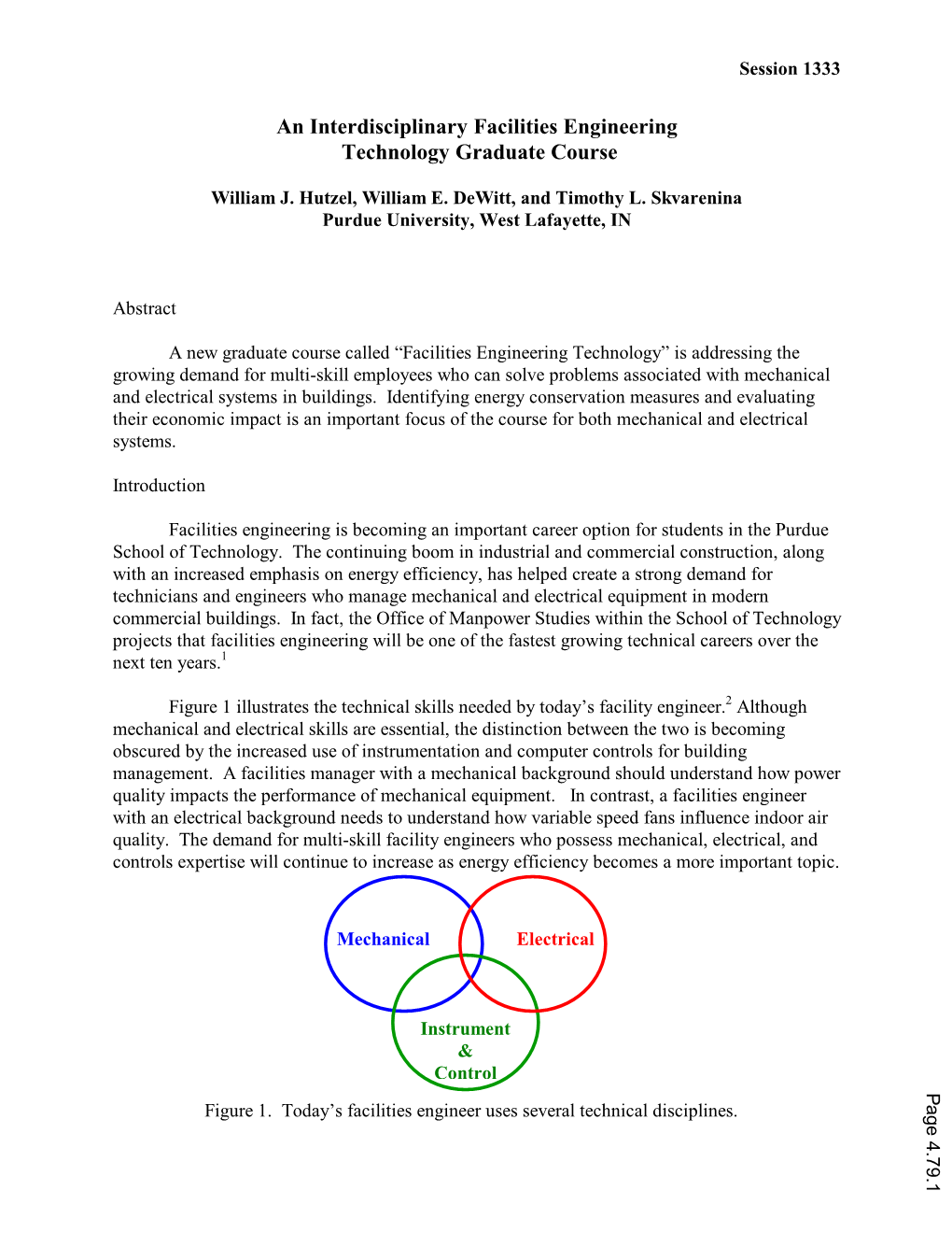 An Interdisciplinary Facilities Engineering Technology Graduate Course