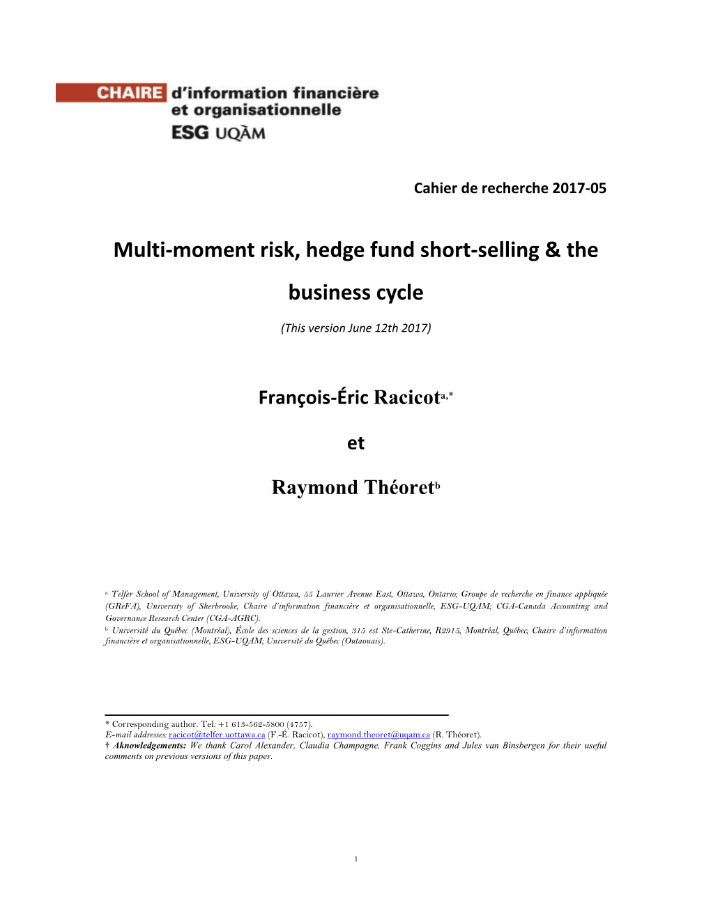 Multi-Moment Risk, Hedge Fund Short-Selling & the Business Cycle