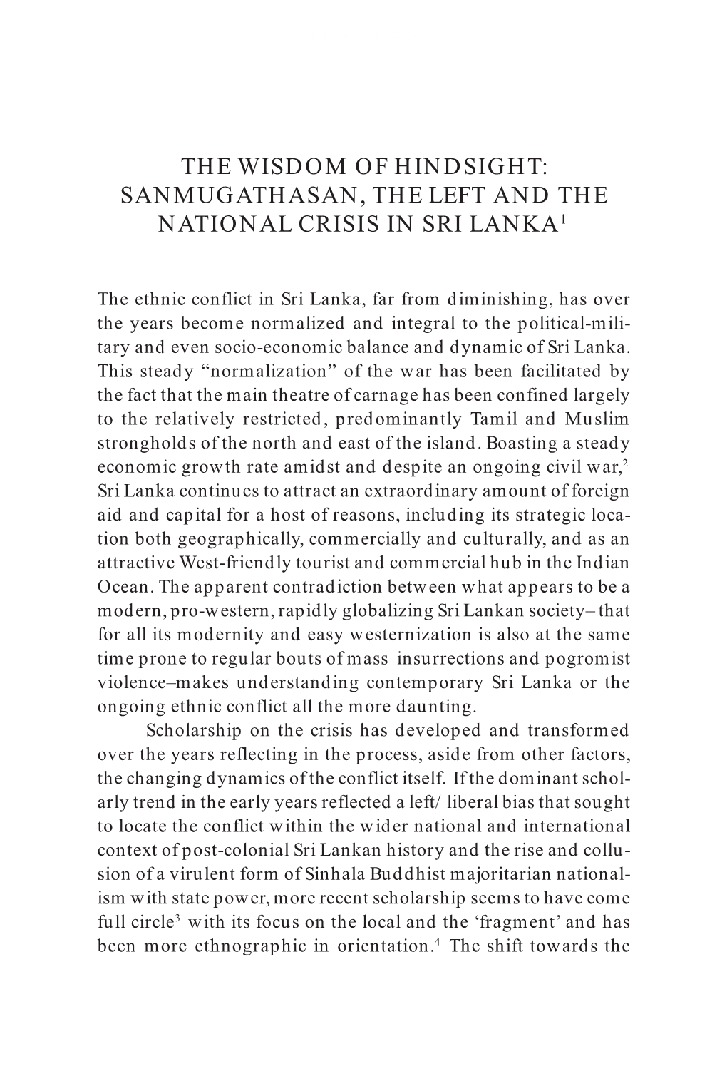 Sanmugathasan, the Left and the National Crisis in Sri Lanka1