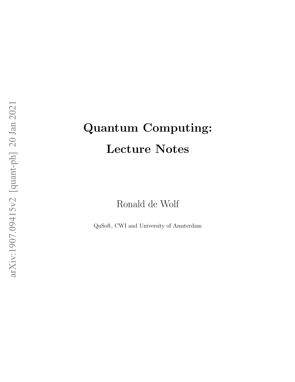 Quantum Computing: Lecture Notes