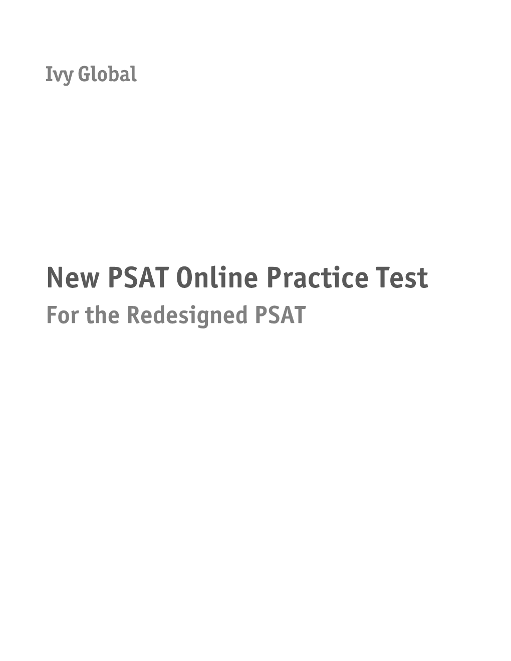 Ivy Global's PSAT Practice Test