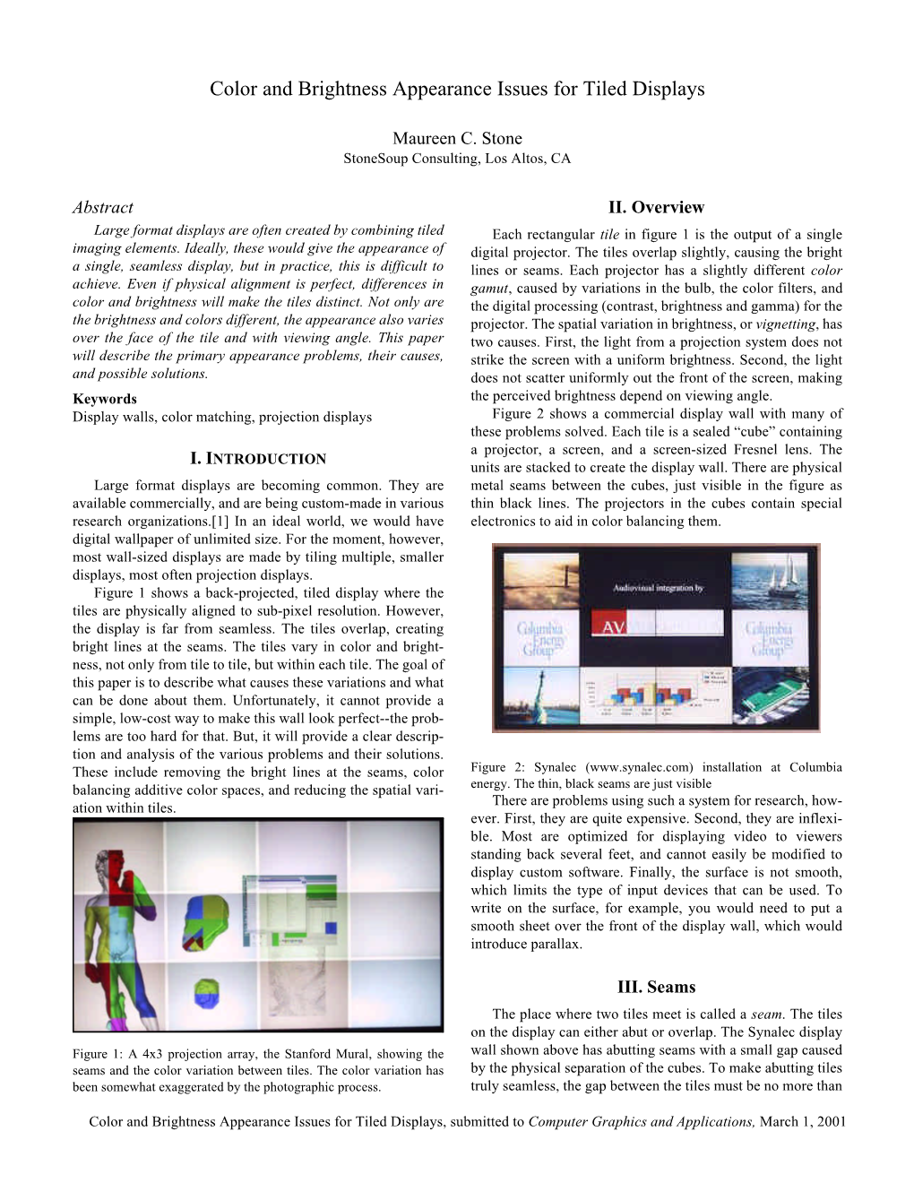 Color and Brightness Appearance Issues for Tiled Displays