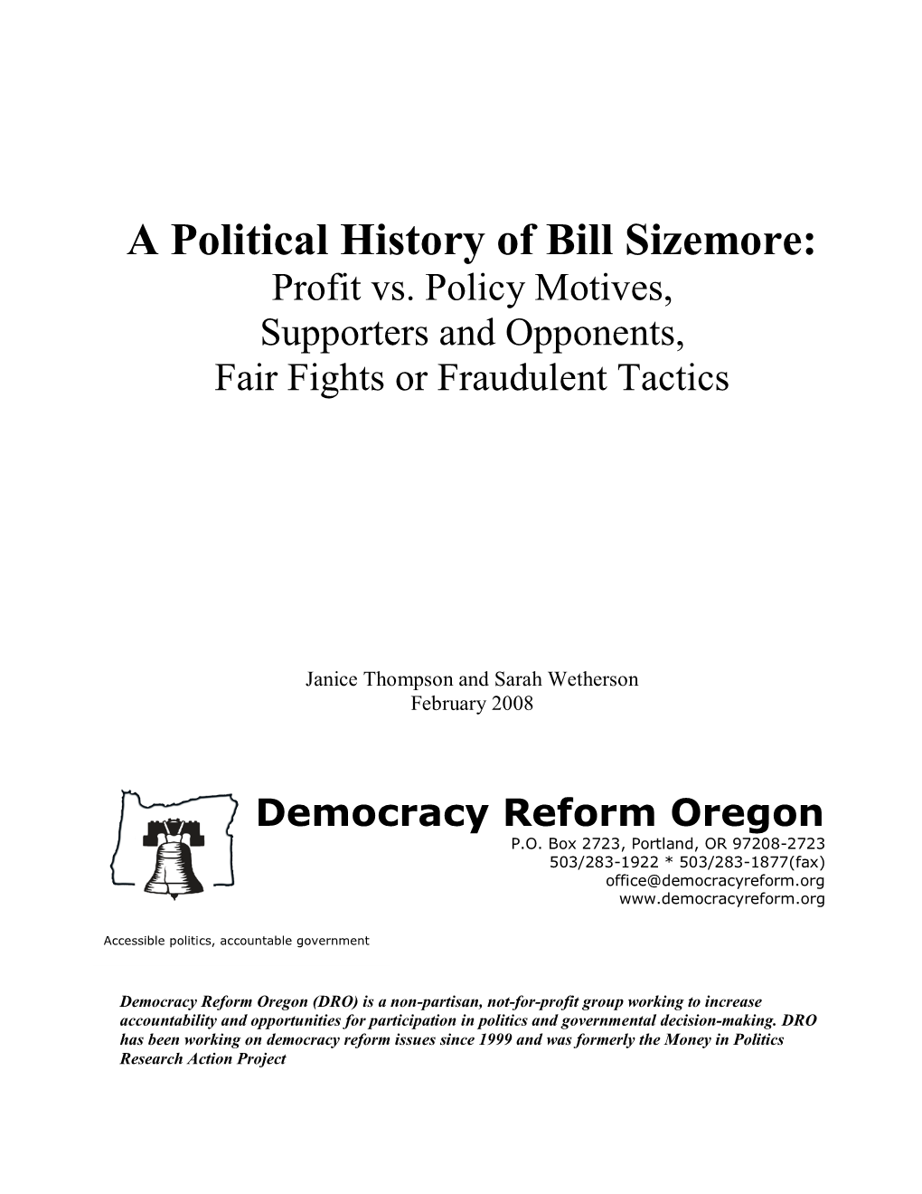 Democracy Reform Oregon P.O